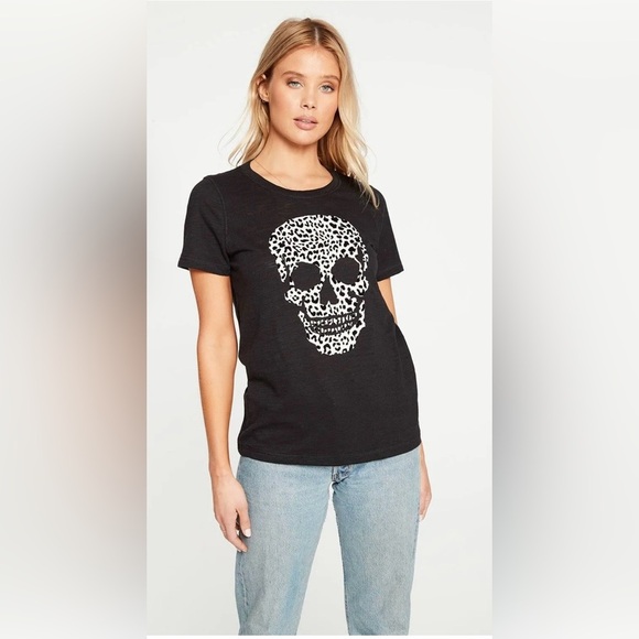 Chaser Tops - Chaser Wild Skull T-shirt Black Women’s Size Medium  Animal Print Skull Face